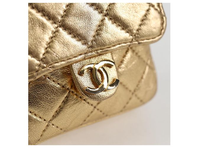 CHANEL Mini Mini Matelassé 7 Borsa a Catena in Pelle di Agnello Oro CC Auth 120870SAV - Ansicht 18