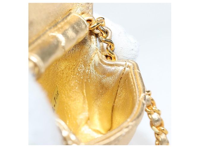 CHANEL Mini Mini Matelassé 7 Borsa a Catena in Pelle di Agnello Oro CC Auth 120870SAV - Ansicht 19