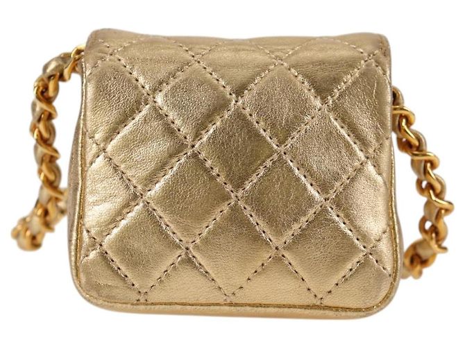 CHANEL Mini Mini Matelassé 7 Borsa a Catena in Pelle di Agnello Oro CC Auth 120870SAV - Ansicht 2