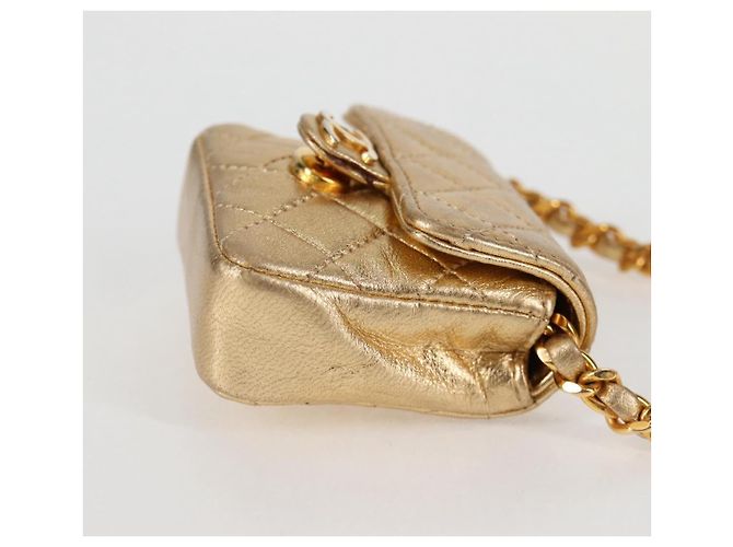 CHANEL Mini Mini Matelassé 7 Borsa a Catena in Pelle di Agnello Oro CC Auth 120870SAV - Ansicht 4