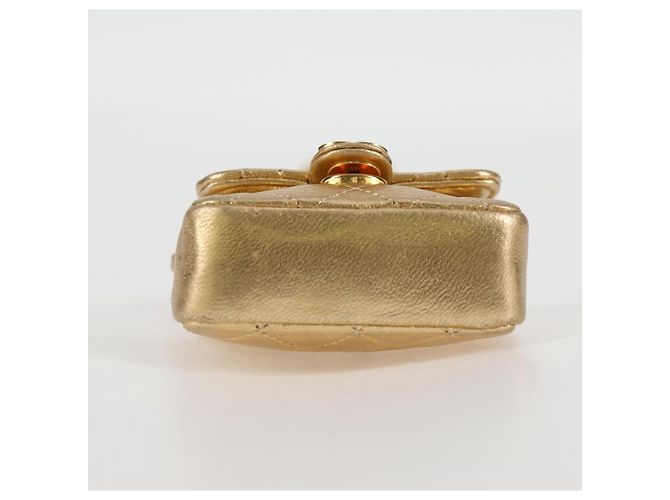 CHANEL Mini Mini Matelassé 7 Borsa a Catena in Pelle di Agnello Oro CC Auth 120870SAV - Ansicht 5