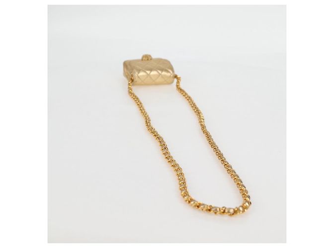 CHANEL Mini Mini Matelassé 7 Borsa a Catena in Pelle di Agnello Oro CC Auth 120870SAV - Ansicht 7