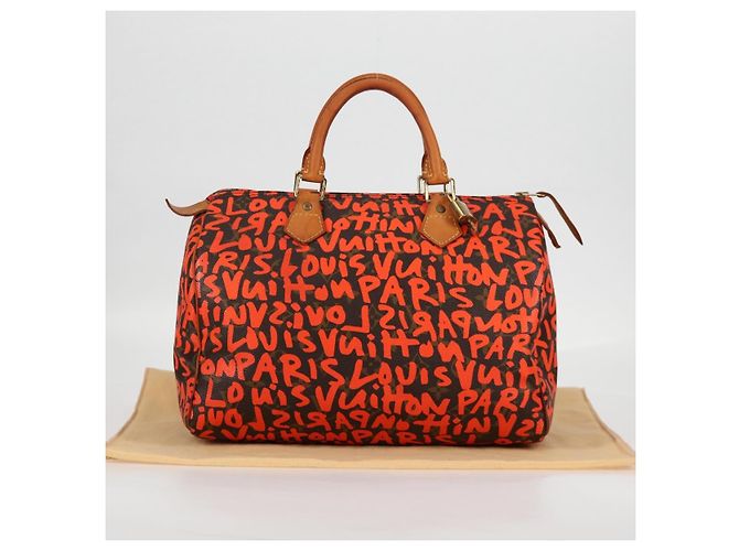 LOUIS VUITTON Borsa a Mano Speedy 30 Monogram Graffiti Arancione M93705 Auth 124885V Monogramma - vista 12