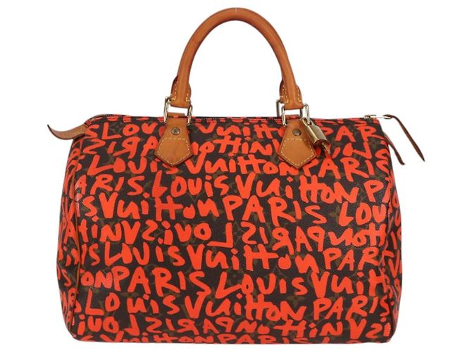 LOUIS VUITTON Borsa a Mano Speedy 30 Monogram Graffiti Arancione M93705 Auth 124885V Monogramma - vista 13