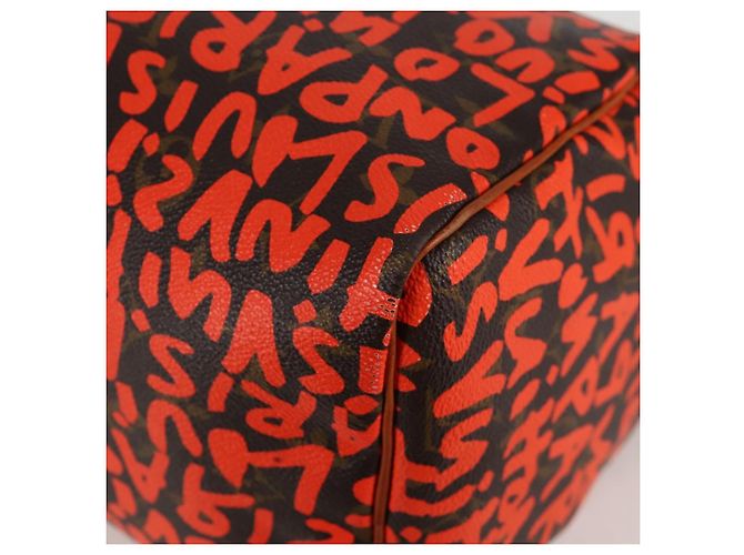 LOUIS VUITTON Borsa a Mano Speedy 30 Monogram Graffiti Arancione M93705 Auth 124885V Monogramma - vista 14