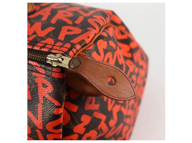 LOUIS VUITTON Borsa a Mano Speedy 30 Monogram Graffiti Arancione M93705 Auth 124885V Monogramma - vista 19