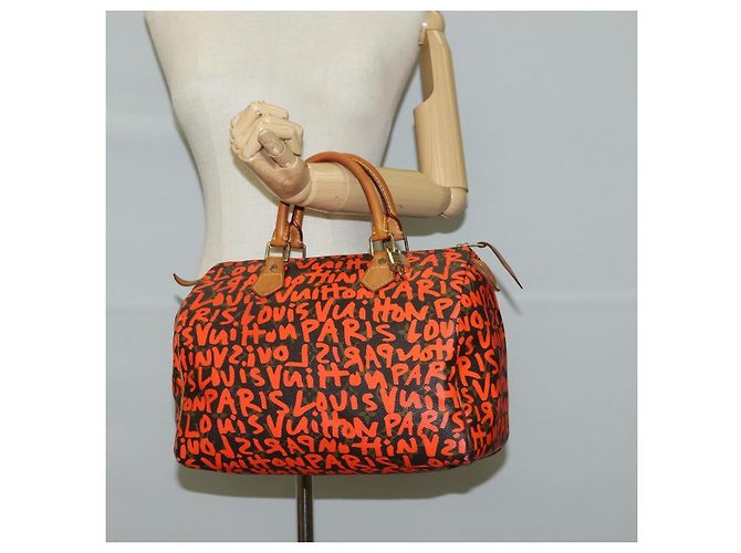 LOUIS VUITTON Borsa a Mano Speedy 30 Monogram Graffiti Arancione M93705 Auth 124885V Monogramma - vista 23