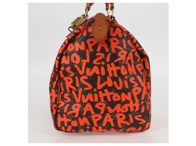 LOUIS VUITTON Borsa a Mano Speedy 30 Monogram Graffiti Arancione M93705 Auth 124885V Monogramma - vista 3