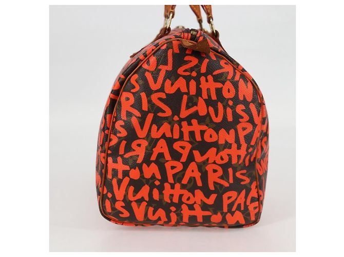 LOUIS VUITTON Borsa a Mano Speedy 30 Monogram Graffiti Arancione M93705 Auth 124885V Monogramma - vista 4