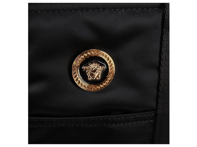 Borsa a mano VERSACE in nylon 2 in 1 nera e dorata Auth 118727V Nero D'oro - vista 17