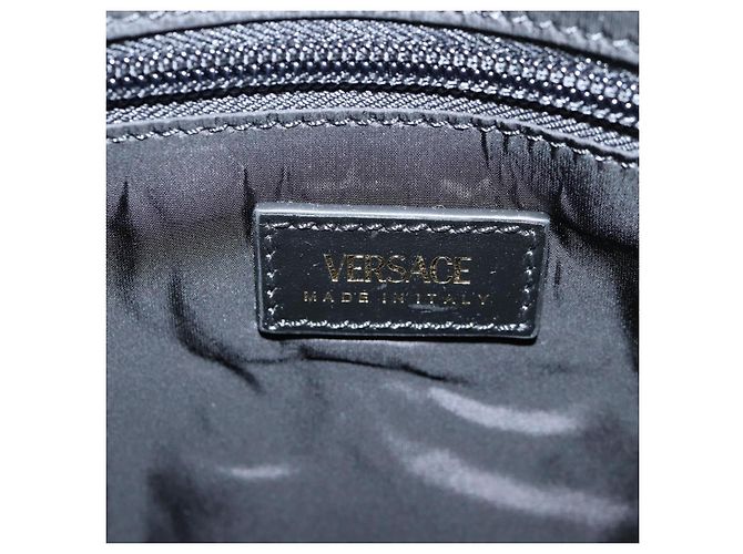Borsa a mano VERSACE in nylon 2 in 1 nera e dorata Auth 118727V Nero D'oro - vista 18