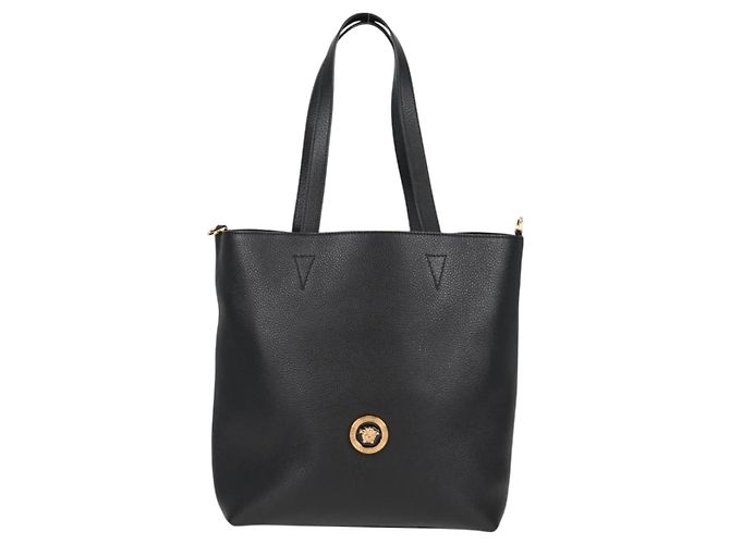 Versace Tote Bag aus Leder 2 in 1 Schwarz Gold Auth 118688V Golden - Ansicht 13
