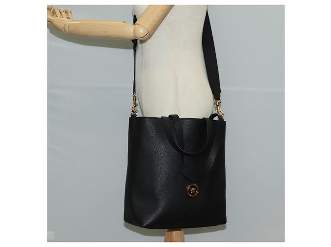 Versace Tote Bag aus Leder 2 in 1 Schwarz Gold Auth 118688V Golden - Ansicht 27