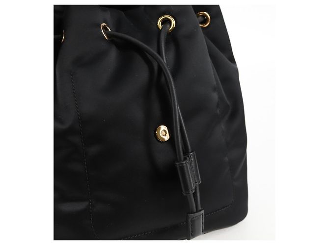 Mochila VERSACE de nylon preta e dourada Auth 118729V Preto Dourado - vista 21