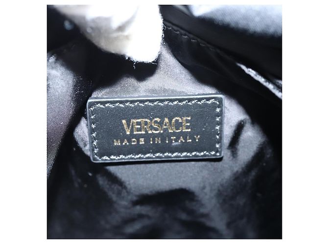 Mochila VERSACE de nylon preta e dourada Auth 118729V Preto Dourado - vista 22