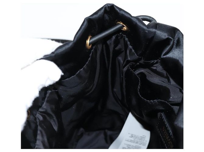 Mochila VERSACE de nylon preta e dourada Auth 118729V Preto Dourado - vista 24