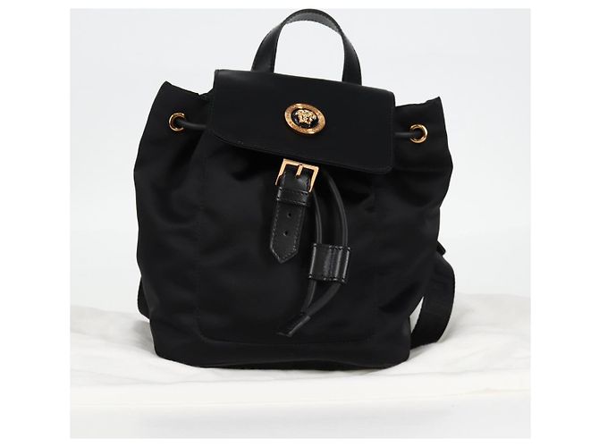 Zaino VERSACE in nylon nero e oro Auth 118728V D'oro - vista 12