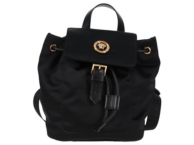 Zaino VERSACE in nylon nero e oro Auth 118728V D'oro - vista 13