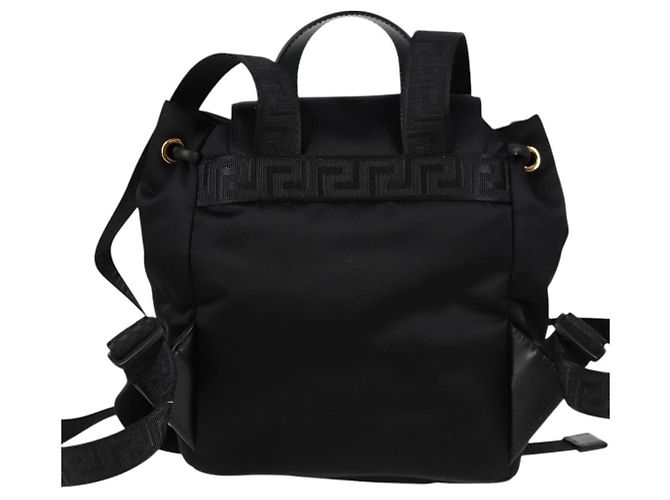 Zaino VERSACE in nylon nero e oro Auth 118728V D'oro - vista 2