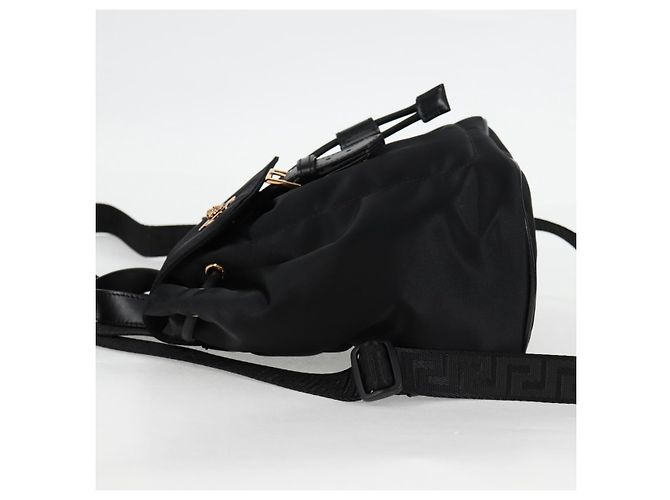 Zaino VERSACE in nylon nero e oro Auth 118728V D'oro - vista 3