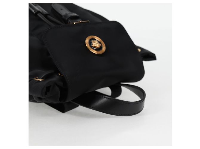 Zaino VERSACE in nylon nero e oro Auth 118728V D'oro - vista 6