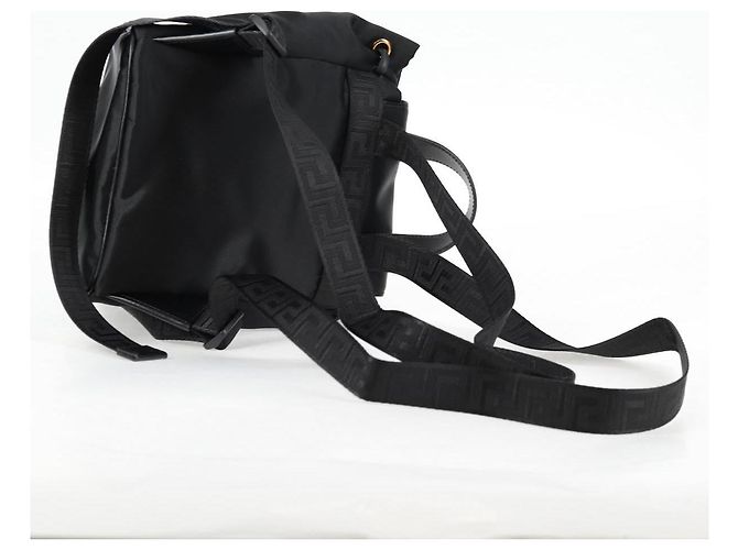 Zaino VERSACE in nylon nero e oro Auth 118728V D'oro - vista 8