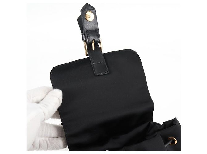 Zaino VERSACE in nylon nero e oro Auth 118733V D'oro - vista 10