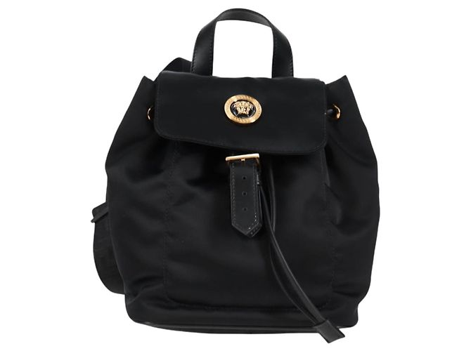 Zaino VERSACE in nylon nero e oro Auth 118733V D'oro - vista 13