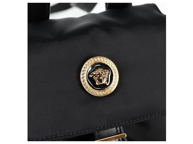 Zaino VERSACE in nylon nero e oro Auth 118733V D'oro - vista 19