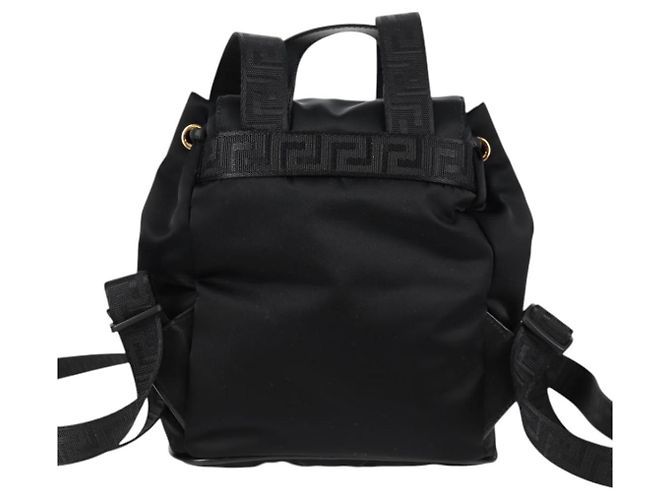 Zaino VERSACE in nylon nero e oro Auth 118733V D'oro - vista 2