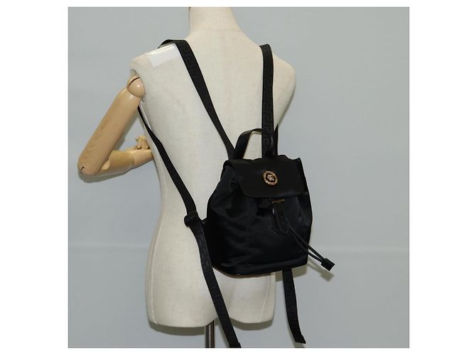 Zaino VERSACE in nylon nero e oro Auth 118733V D'oro - vista 26