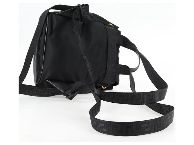 Zaino VERSACE in nylon nero e oro Auth 118733V D'oro - vista 9
