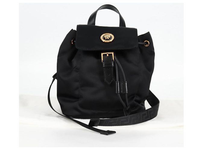 VERSACE Backpack Nylon Black Gold Auth 118730V Golden - view 12