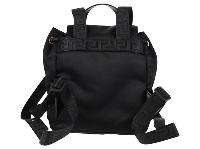 VERSACE Backpack Nylon Black Gold Auth 118730V Golden - view 2