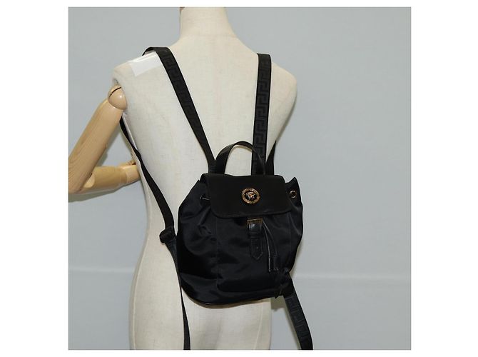 VERSACE Backpack Nylon Black Gold Auth 118730V Golden - view 26