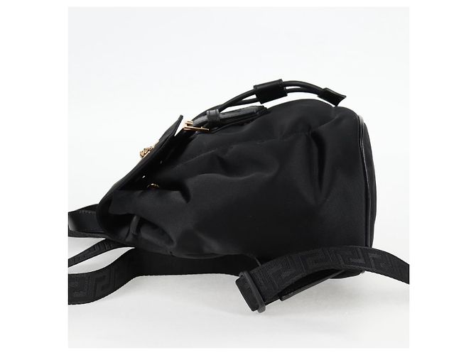 VERSACE Backpack Nylon Black Gold Auth 118730V Golden - view 3