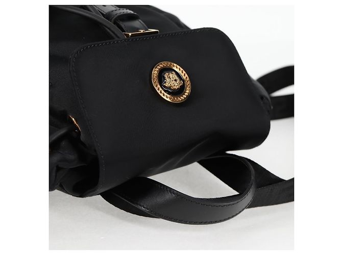 VERSACE Backpack Nylon Black Gold Auth 118730V Golden - view 6