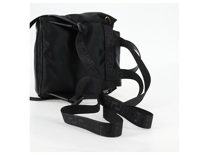 VERSACE Backpack Nylon Black Gold Auth 118730V Golden - view 8