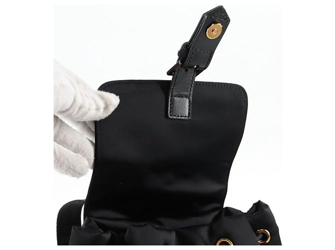 VERSACE Backpack Nylon Black Gold Auth 118734V Golden - view 10