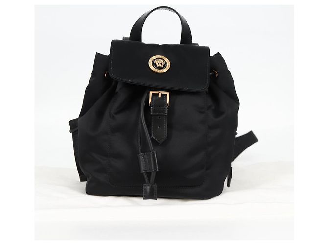 VERSACE Backpack Nylon Black Gold Auth 118734V Golden - view 12