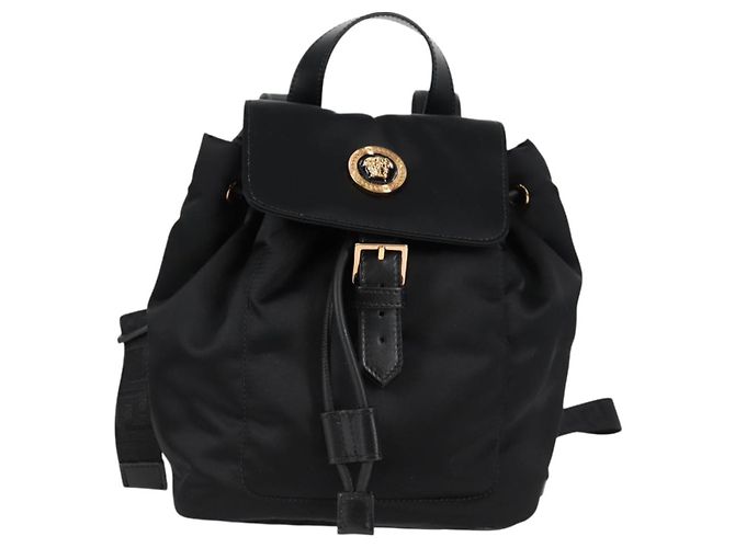 VERSACE Backpack Nylon Black Gold Auth 118734V Golden - view 13