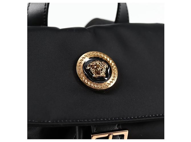 VERSACE Backpack Nylon Black Gold Auth 118734V Golden - view 19