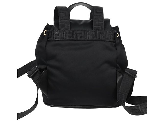 VERSACE Backpack Nylon Black Gold Auth 118734V Golden - view 2