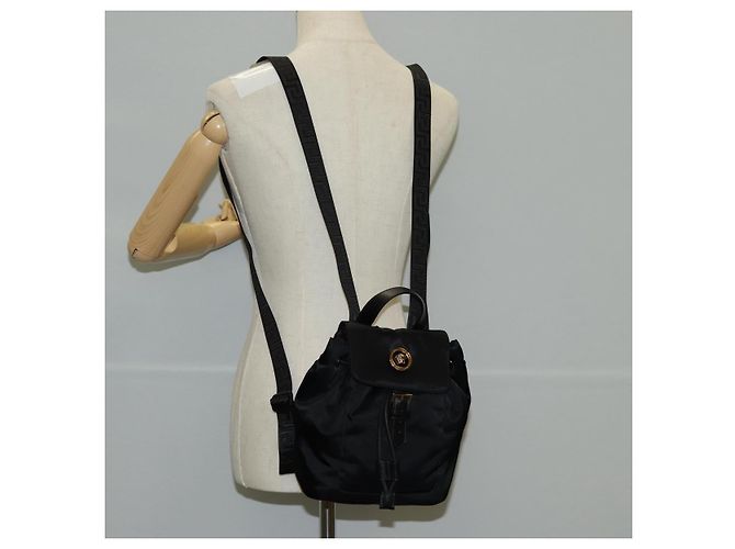 VERSACE Backpack Nylon Black Gold Auth 118734V Golden - view 26