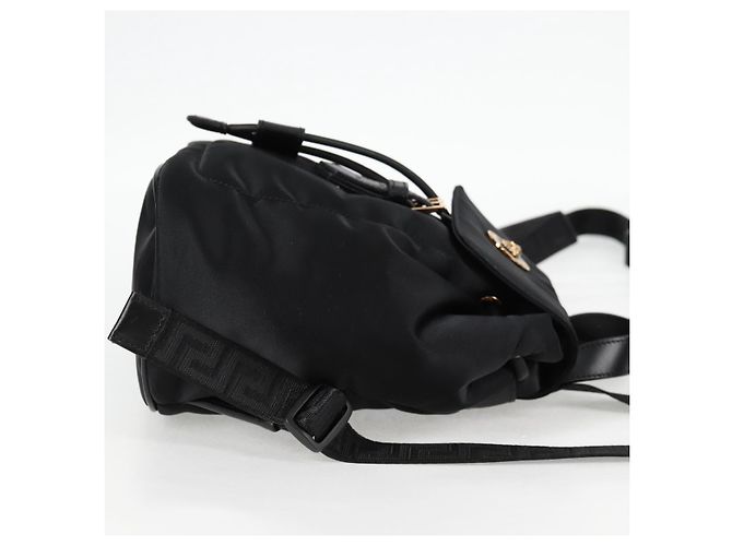 VERSACE Backpack Nylon Black Gold Auth 118734V Golden - view 4