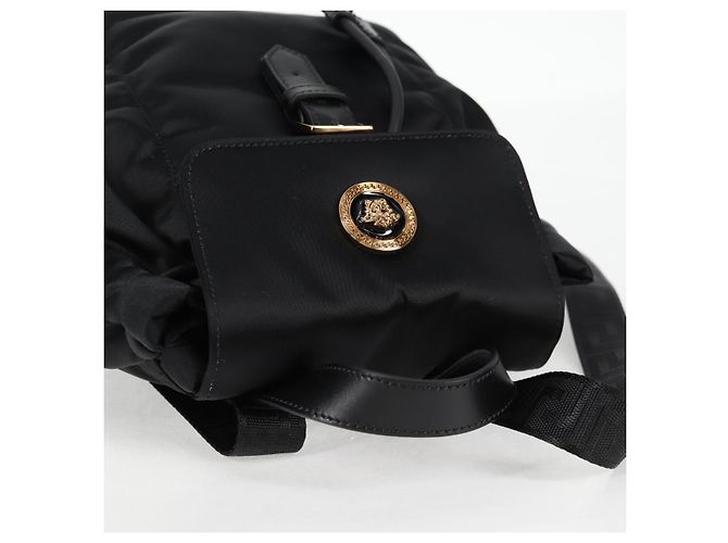VERSACE Backpack Nylon Black Gold Auth 118734V Golden - view 6