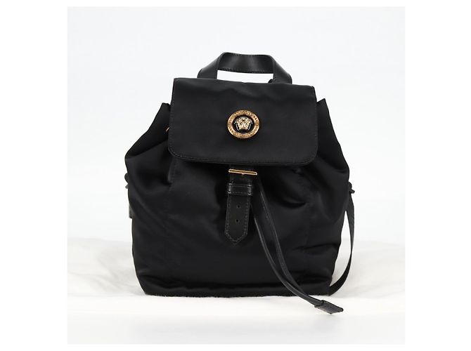 Zaino VERSACE in nylon nero e oro Auth 118731V D'oro - vista 12