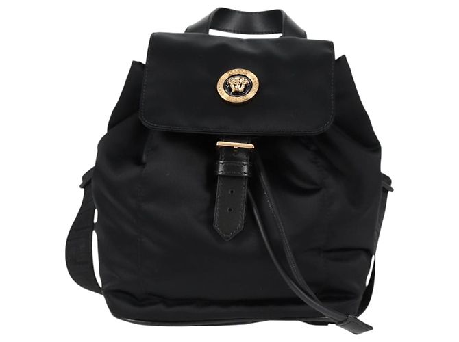 Zaino VERSACE in nylon nero e oro Auth 118731V D'oro - vista 13