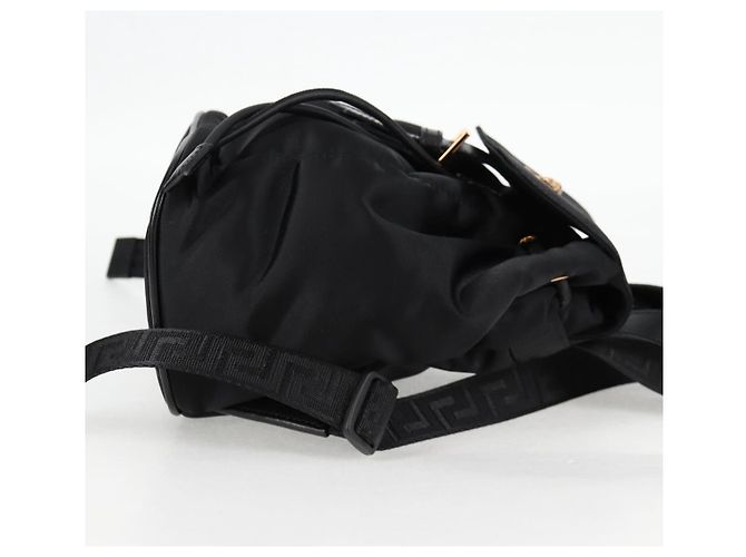 Zaino VERSACE in nylon nero e oro Auth 118731V D'oro - vista 4