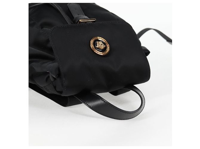 Zaino VERSACE in nylon nero e oro Auth 118731V D'oro - vista 6